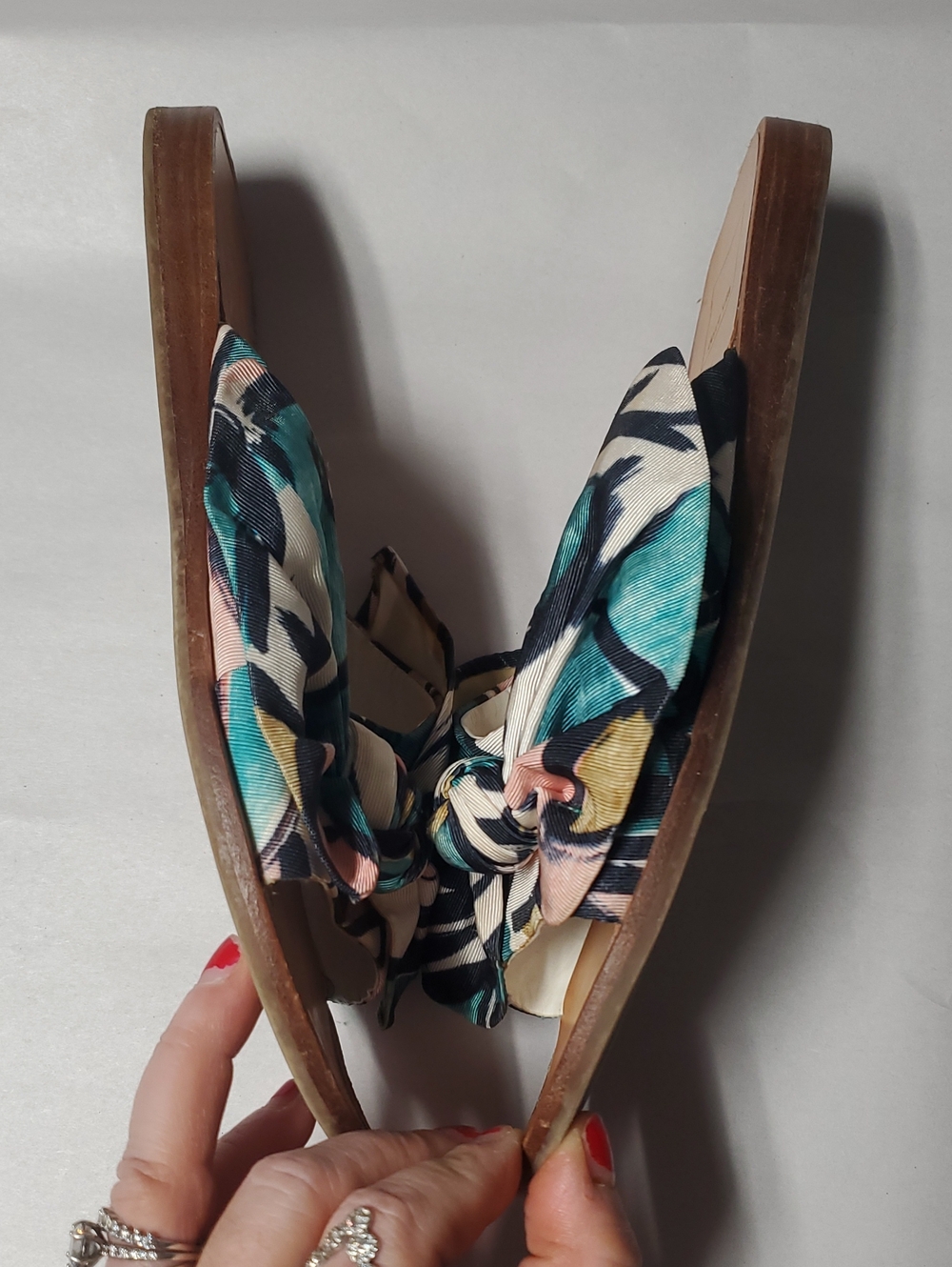 Dolce Vita Parin Teal & Pink Knot Bow Slide Sandals Size 9 Tropical Resortwear - Picture 4 of 14